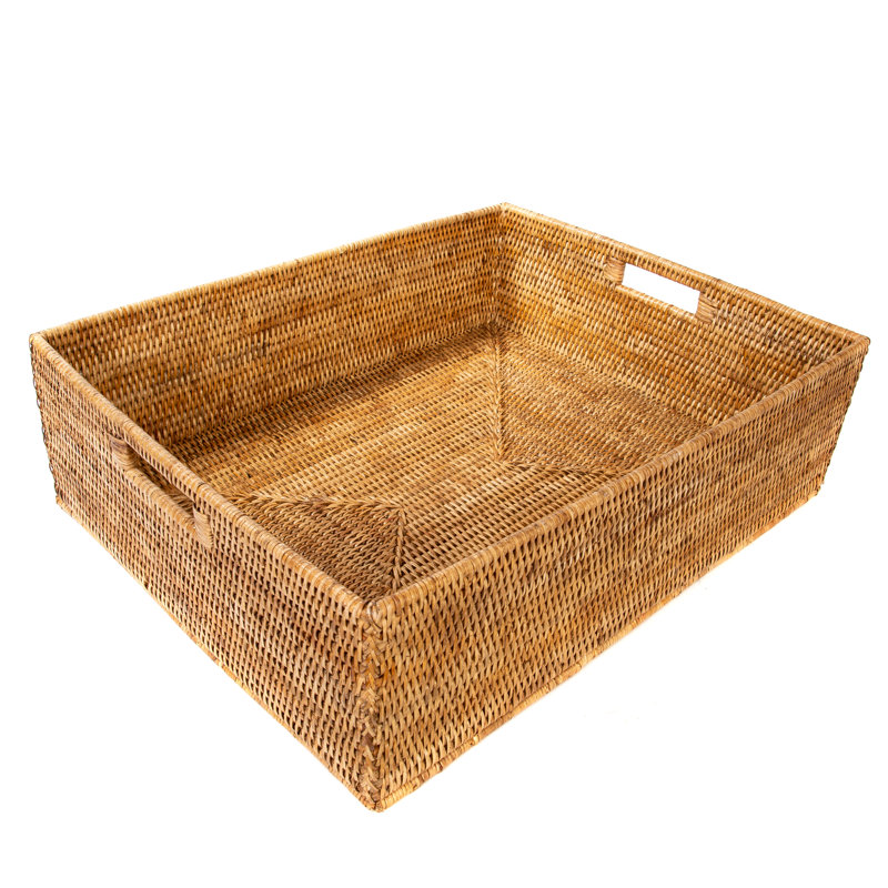 Rattan Rectangular Basket with Cutout Handles & Reviews Birch Lane